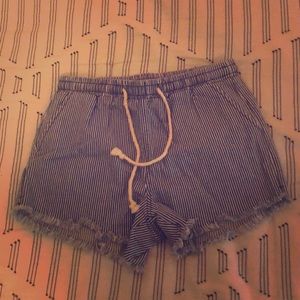 Striped denim shorts
